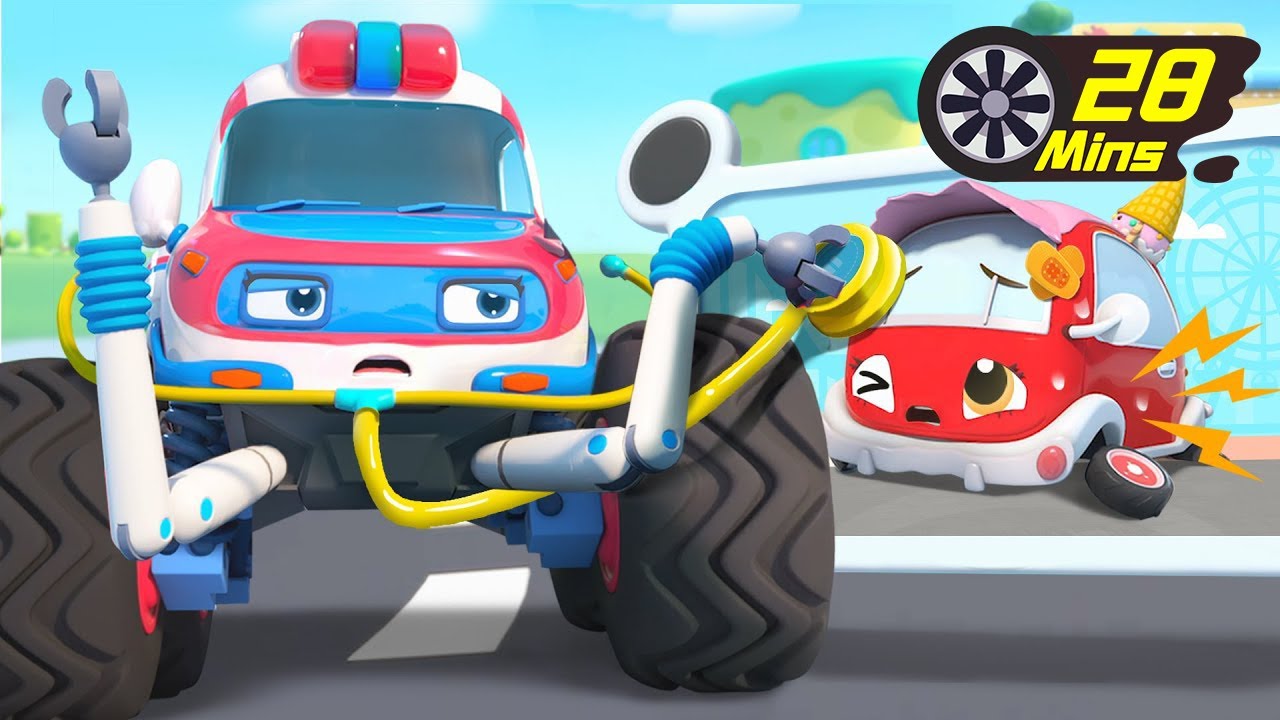 Let's Call the Ambulance | Five Little Cars | Monster Truck | Car Cartoon | Kids Songs | BabyBus