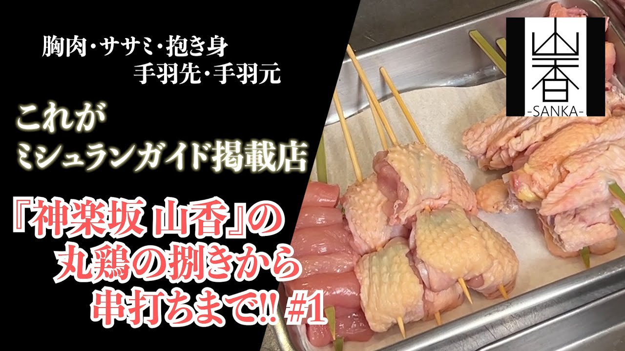 【神楽坂 山香】の丸鶏の捌きから串打ちまで！！＃１【むね肉・ササミ・抱き身・手羽先・手羽元】【東京三軒茶屋 和音人月山】