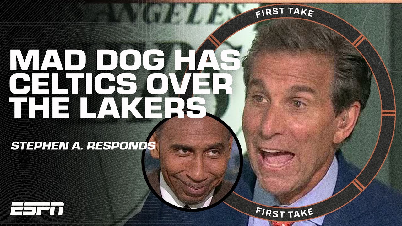 LOOK AT ME! 🗣️ Mad Dog challenges Stephen A.'s Lakers-Celtics argument 🍿 | First Take