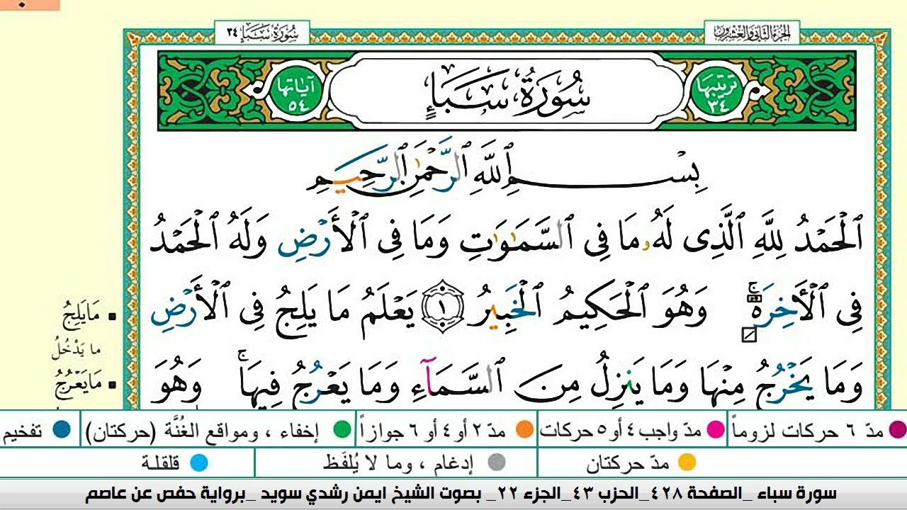 ايمن سويد سورة سبأ مكتوبة دار المعرفة جديد
