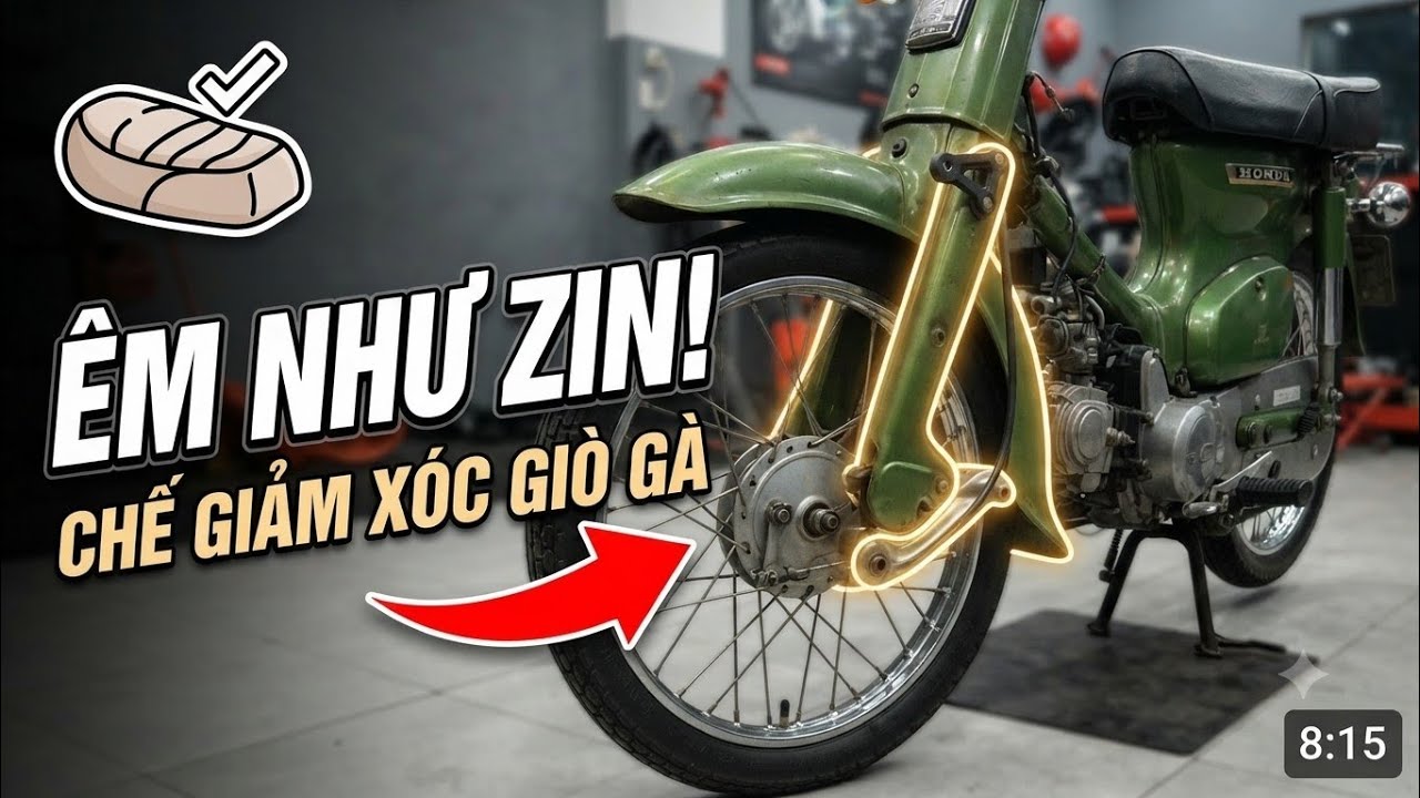 Chế giảm xóc cho xe cub xài giò gà đơn giản