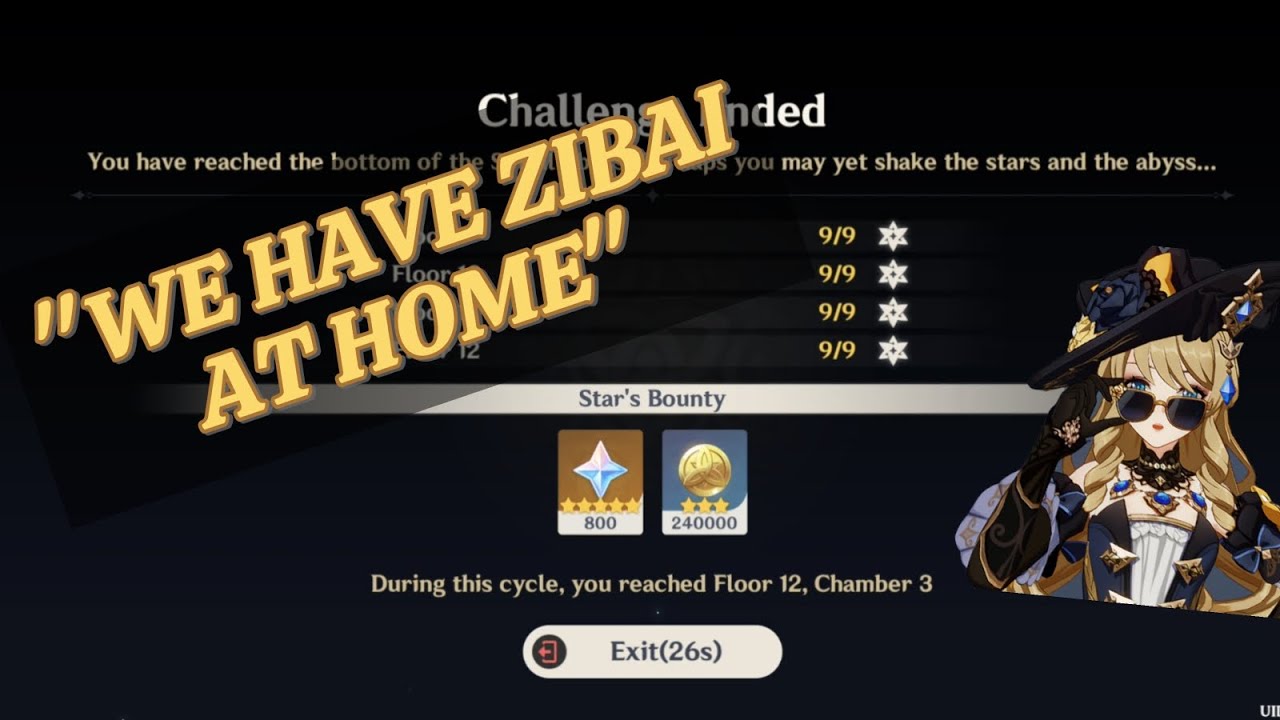 When you don't wanna pull for Zibai | Luna IV Spiral Abyss (Genshin Impact)