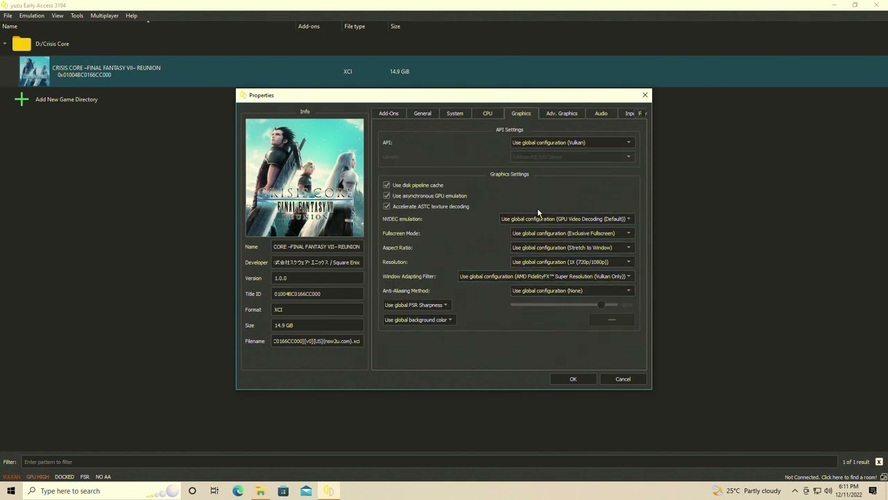 How To Run Crisis Core: Final Fantasy 7 &ndash; Reunion On Yuzu Emulator