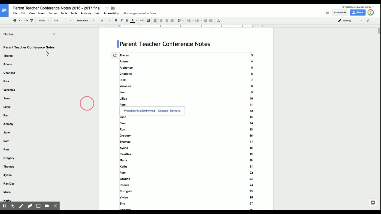 Google Docs - Document Outline (jump links to move in and out of the doc)
