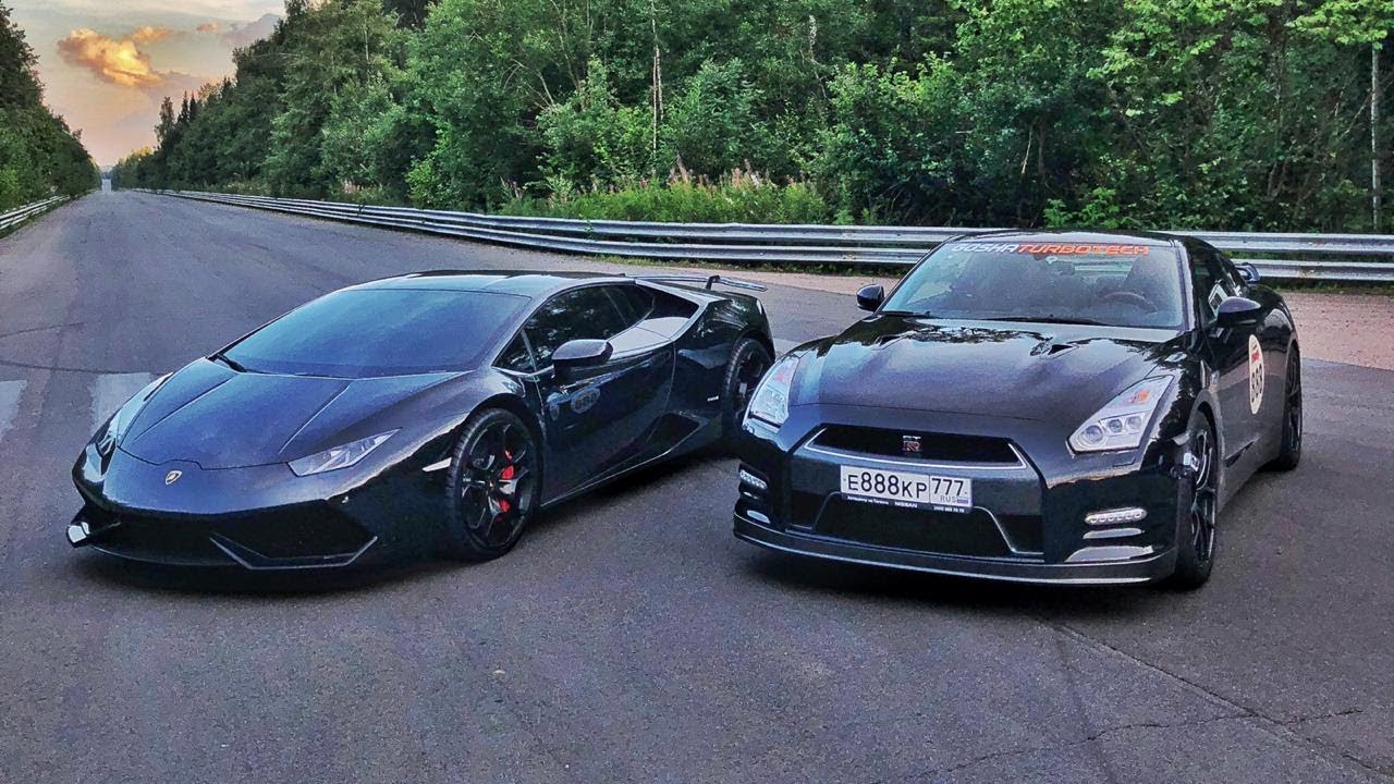 950 л.с. Nissan GT-R vs 780 л.с. Turbo Lamborghini. StuntChamp
