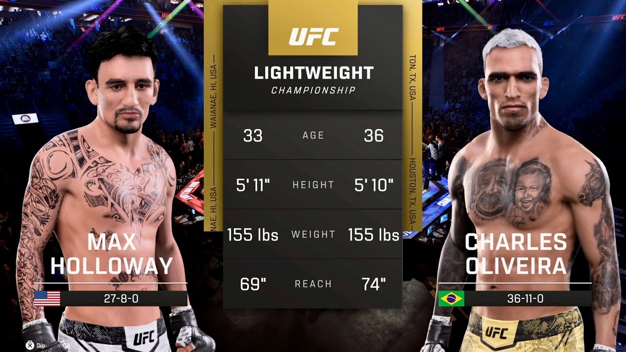 Max Holloway VS Charles Oliveira Full Fight - Light Weight BMF Baddest MotherFK Fight UFC 326