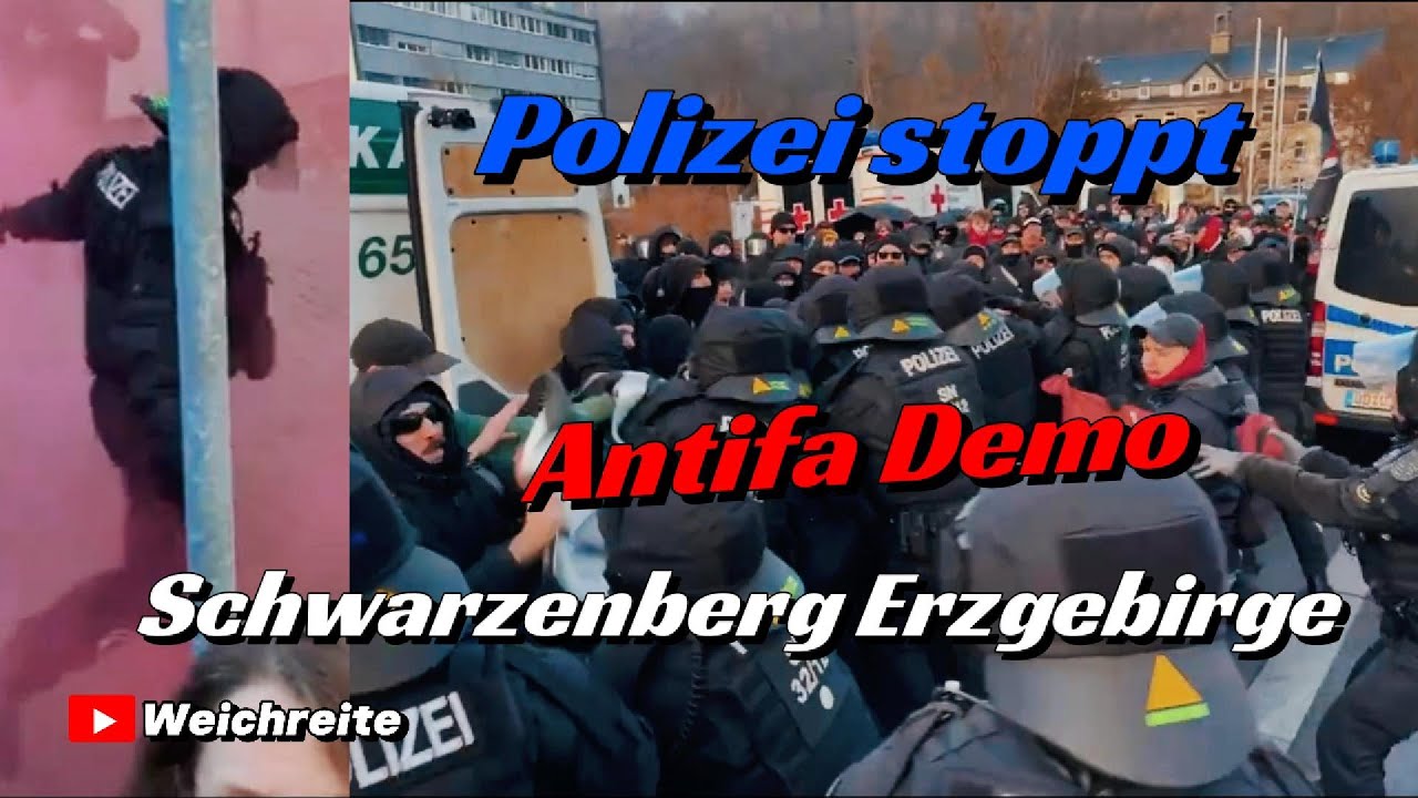 Polizei stoppt Antifa Demo in Schwarzenberg/Erzgebirge 13.12.25 Teil 3