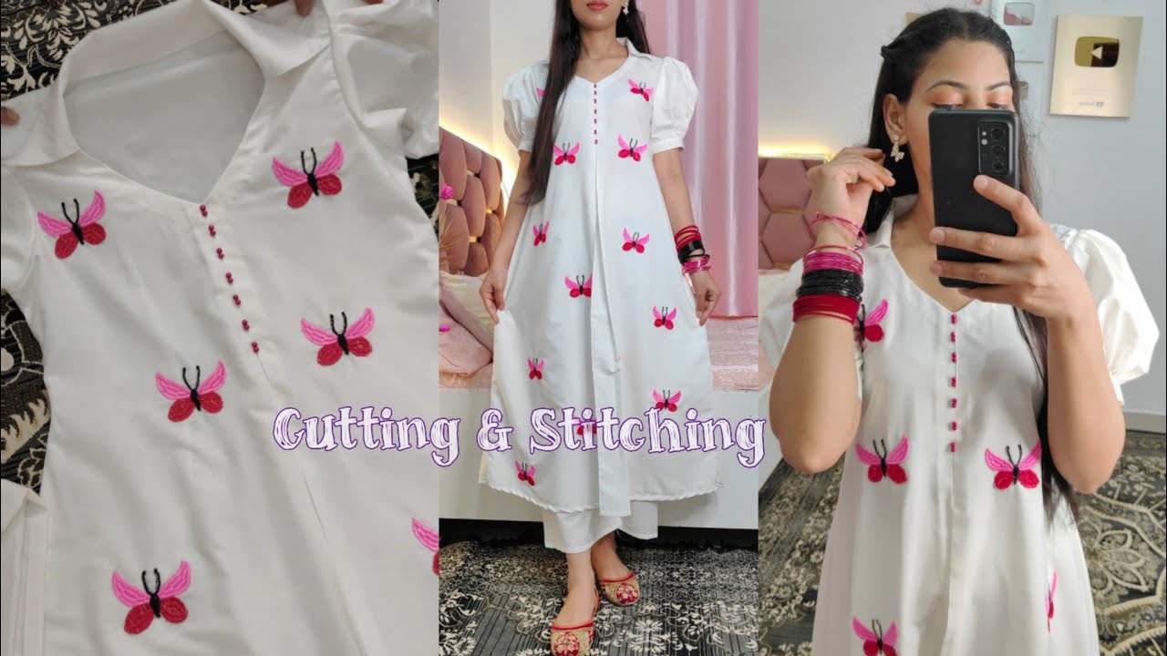 front pleated kurti/ Summer Kurti Design/collar kurti Cutting & Stitching / patch work