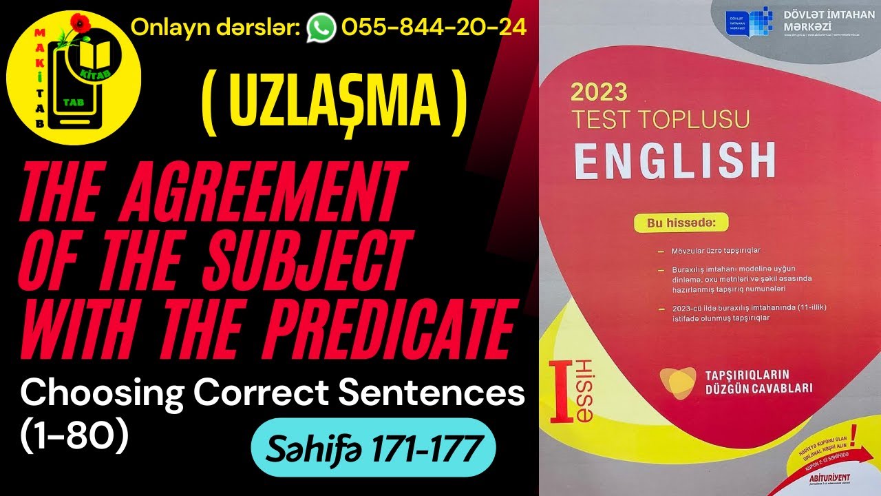 DİM YENİ TEST TOPLUSU 2023 İNGİLİS DİLİ | THE AGREEMENT OF THE PREDICATE WITH THE SUBJECT | 1-80