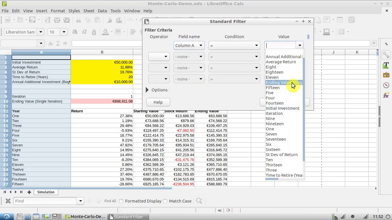 Monte Carlo Simulation in LibreOffice Calc Tutorial