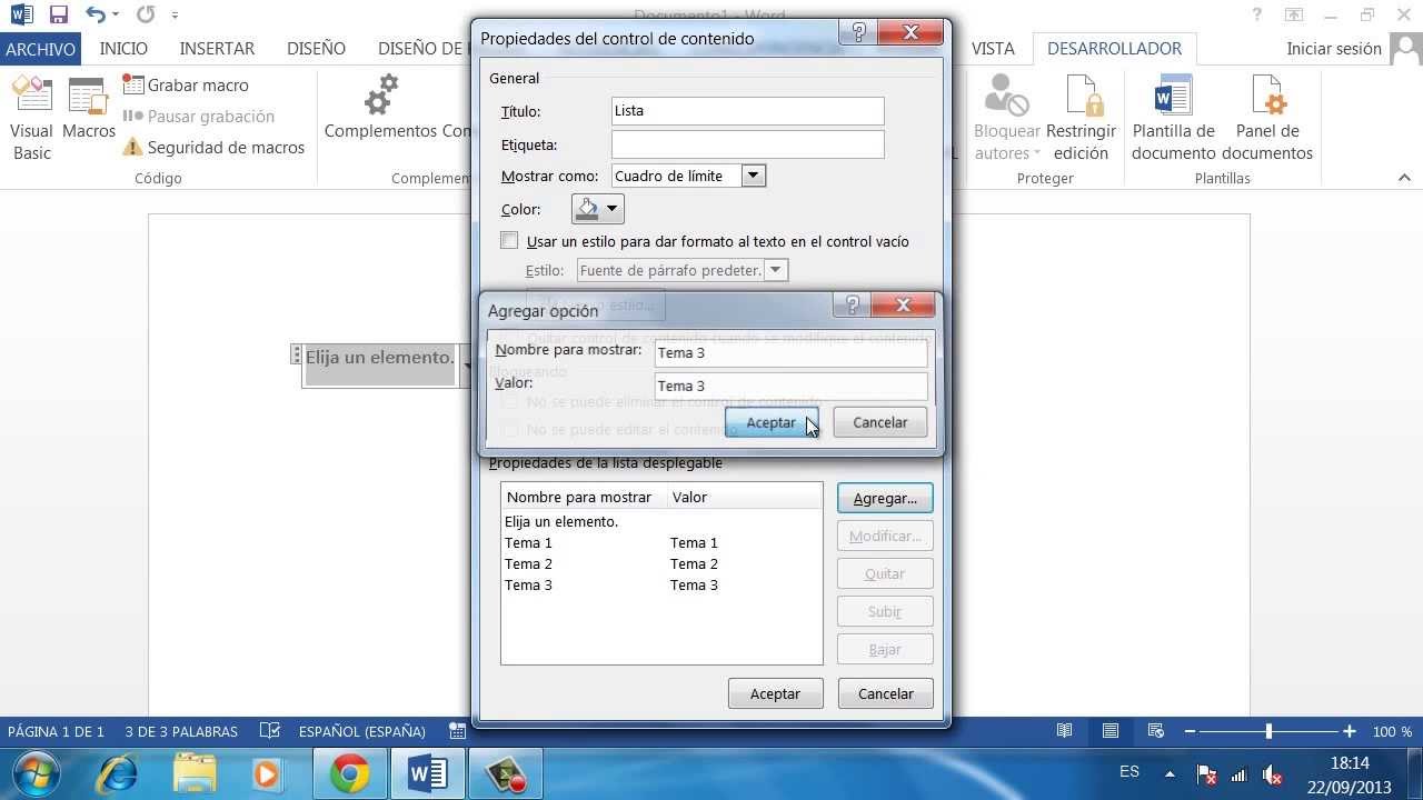 C&oacute;mo crear una lista desplegable en Word
