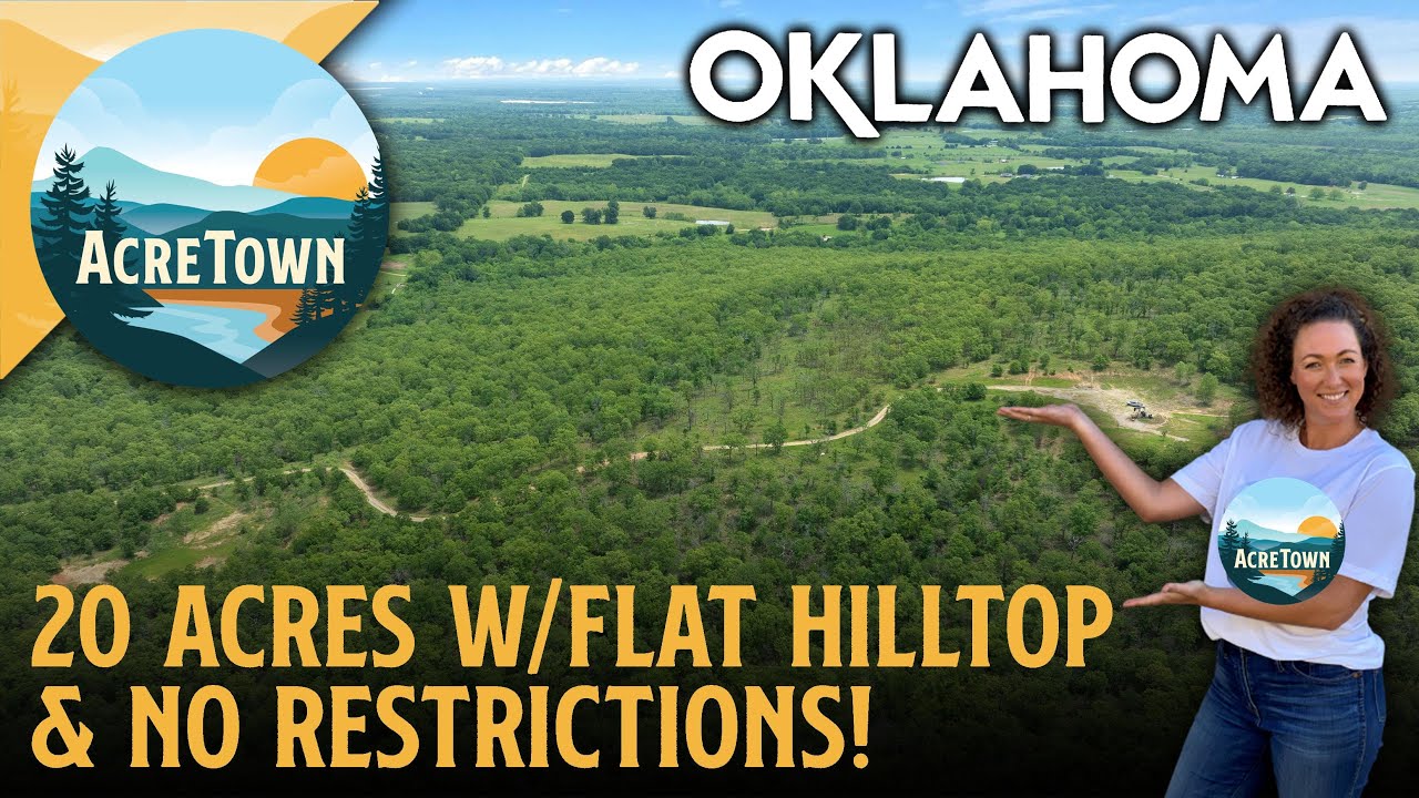 Oklahoma Land for Sale near Lake Eufaula | 20 acres | Flat Hilltop over Valley | No Restrictions!