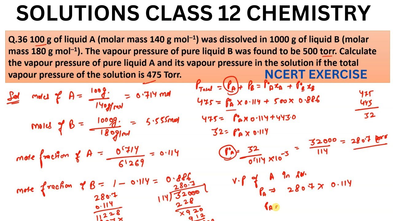 100 g of liquid A (molar mass 140 g/mol) was dissolved in 1000 g of liquid B (molar mass 180 g/mol).