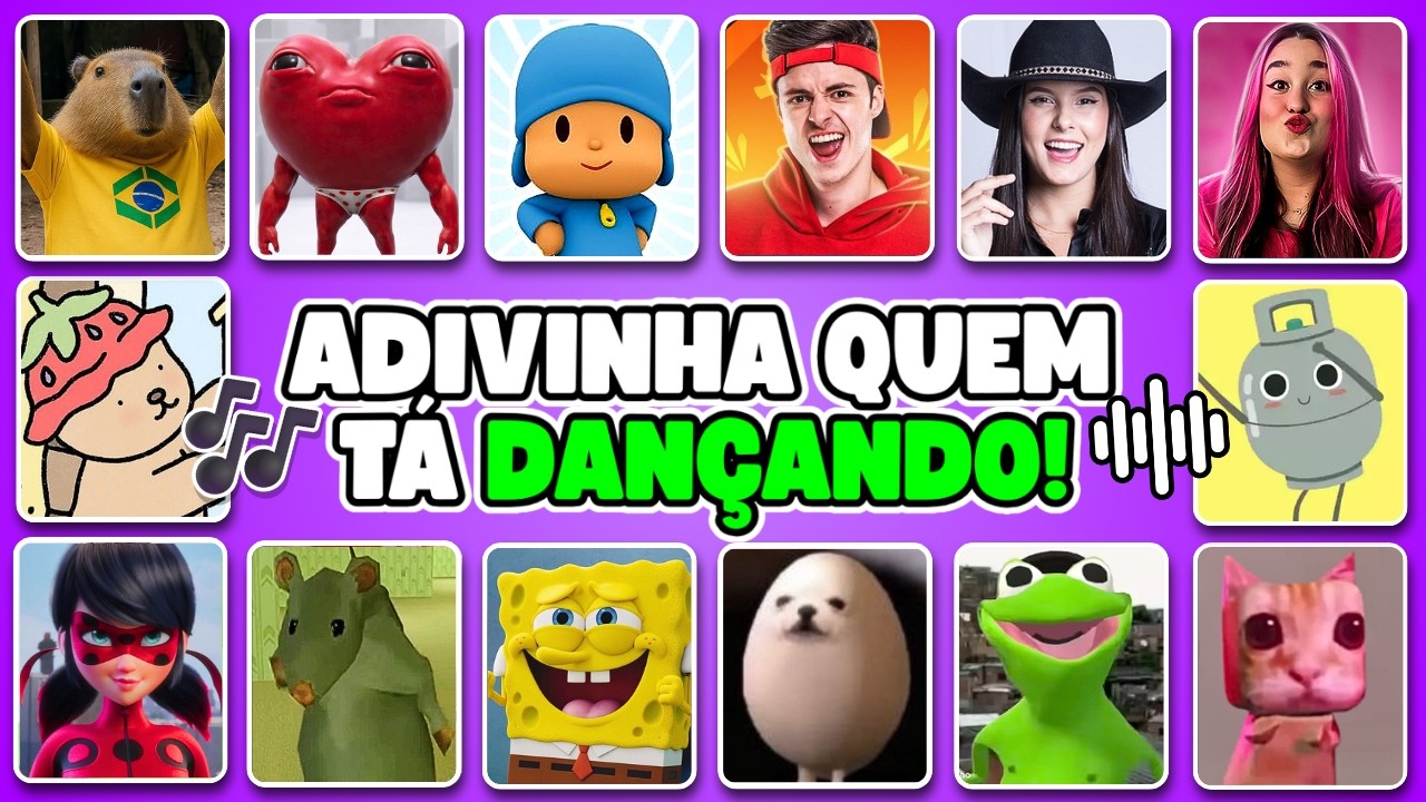 ADIVINHE QUEM TÁ DANÇANDO!! 💃🎶Bob Esponja, Pocoyo, Enaldinho, Ay Mi Gatito, Bobbie Goods, Round 6