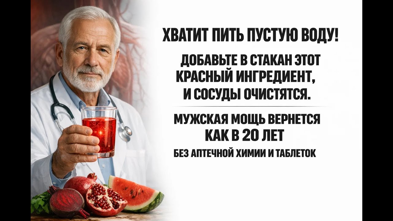 Если вам 50+ и вы пьете простую воду, вы губите мужскую силу: добавьте в стакан этот красный овощ