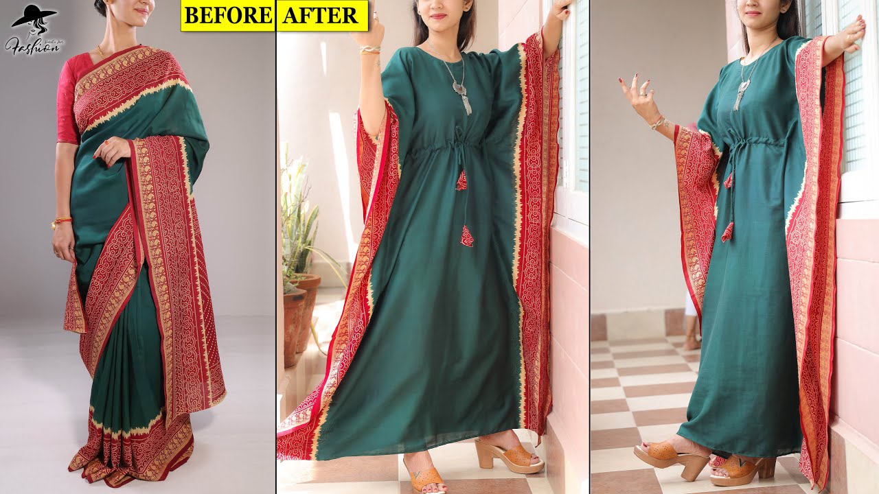 Convert Old Saree into Kaftan Dresses - Perfect For Summer Wear #LatestFashion