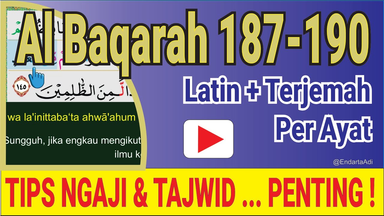 Surat Al Baqarah 187-190 Juz 2 Hal 29 | Belajar Ngaji Pemula Tajwid Warna Latin & Terjemah Tartil