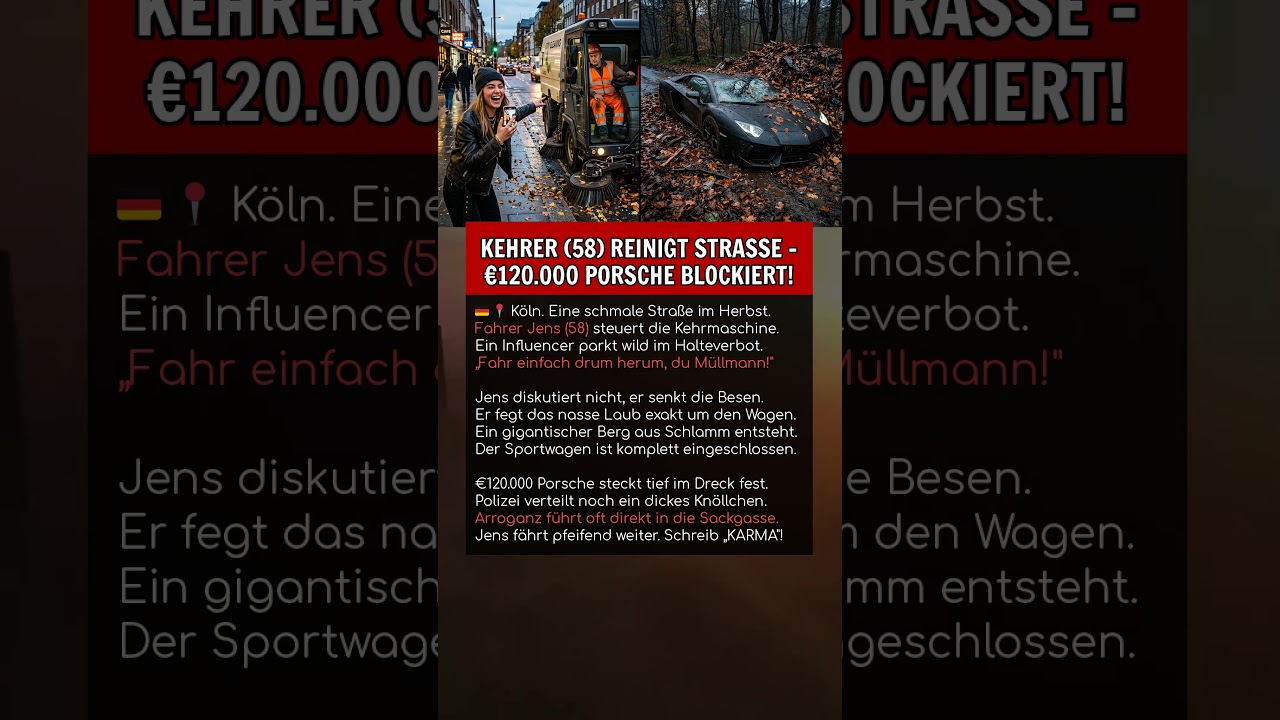 KEHRER (58) REINIGT STRASSE &ndash; &euro;120.000 PORSCHE BLOCKIERT!