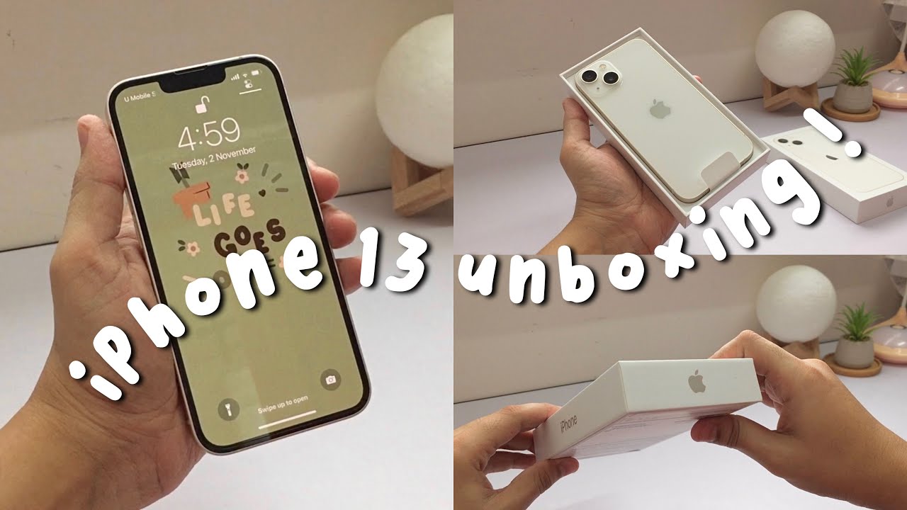 aesthetic iPhone 13 unboxing (starlight) ☁️✨