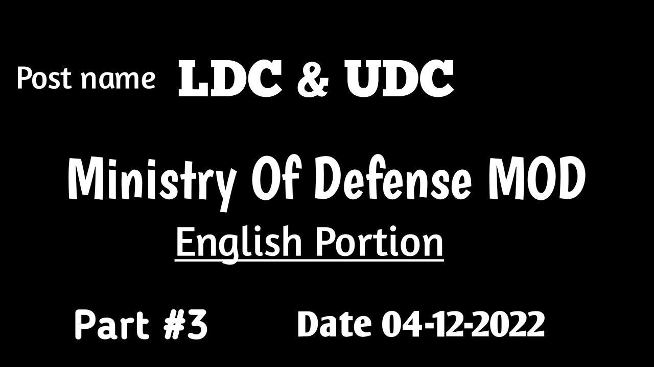 Ministry Of Defense (MOD) LDC , UDC English Portion Solved Paper part 3 _  04-12-2022| Test Master