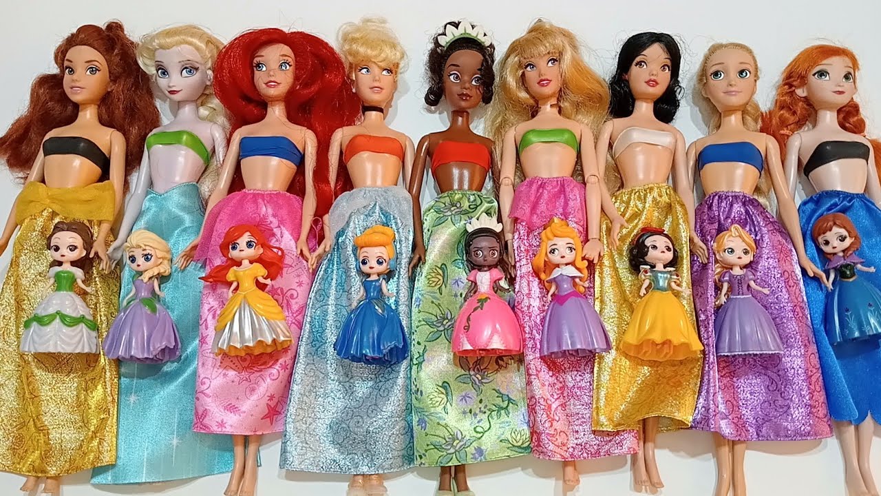 Rainbow Disney Princess Doll Mattel and Original Dolls ~ DIY Miniature Dress Satisfying Dolls ASMR