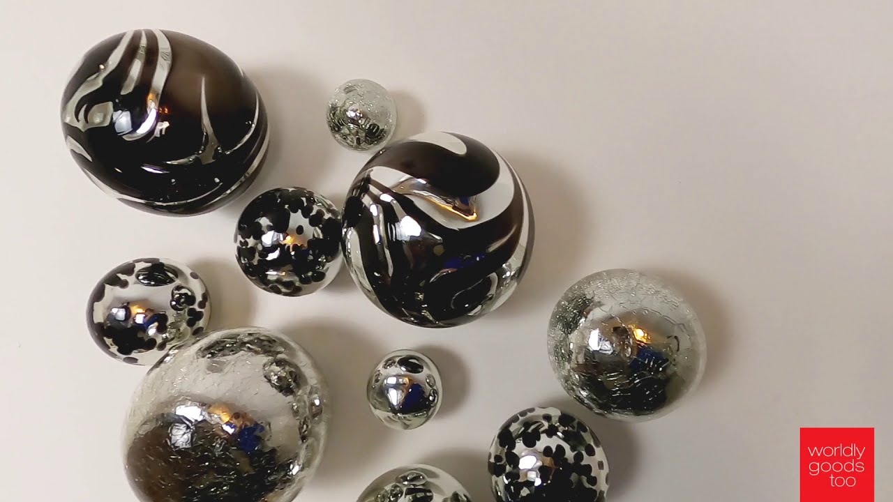Worldly Goods Too Silver & Black set of 11 Wall Spheres