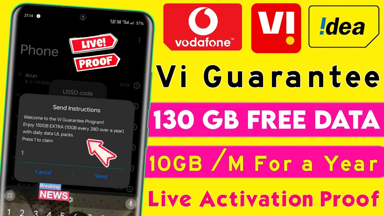 vi (Voda - idea) 130 GB Free Data 🔥 Live Activation Proof 🔥Vi Guarantee Free 130 GB Data #vi