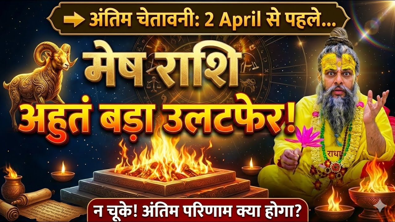 मेष राशि 2 अप्रैल 2026 तक बहुत बड़ा उलटफेर! राहु-मंगल का अंगारक योग | Mesh Rashi | Aries