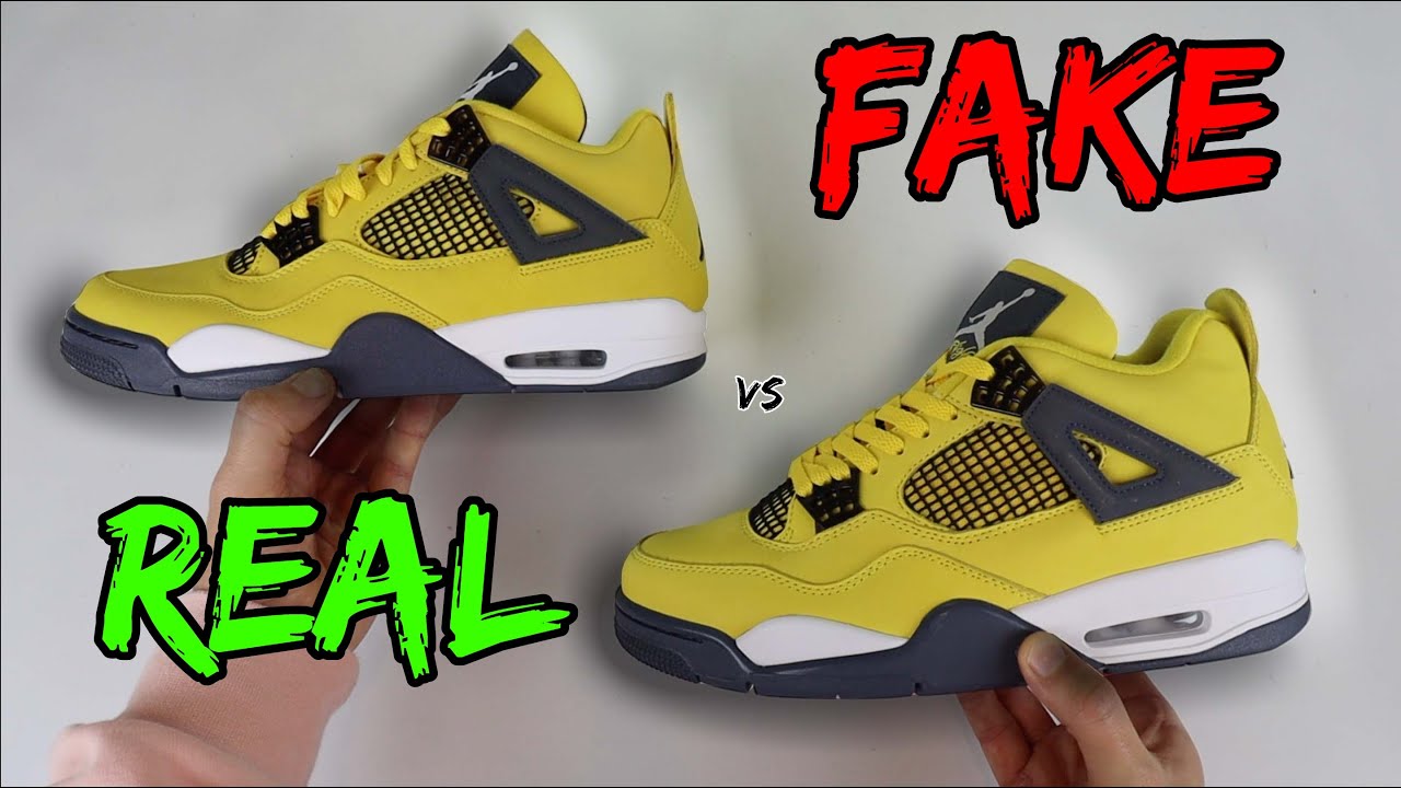 НАСТОЯЩИЕ ИЛИ ПОДДЕЛЬНЫЕ! СРАВНЕНИЕ ЖЕЛТЫХ КРОССОВОК NIKE JORDAN 4 LIGHTNING TOUR!