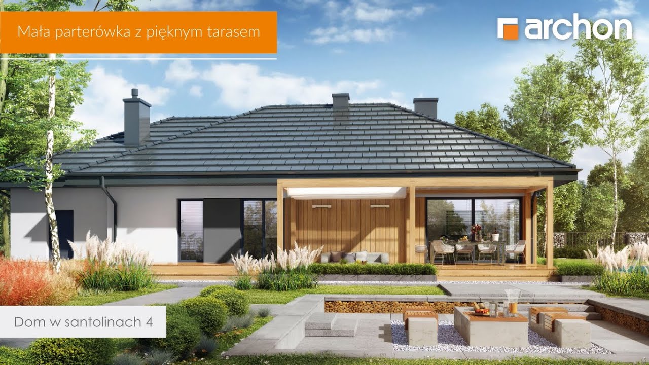 Dom w santolinach 4 &ndash; Mała parter&oacute;wka z pięknym tarasem I ARCHON+ Projekty Dom&oacute;w