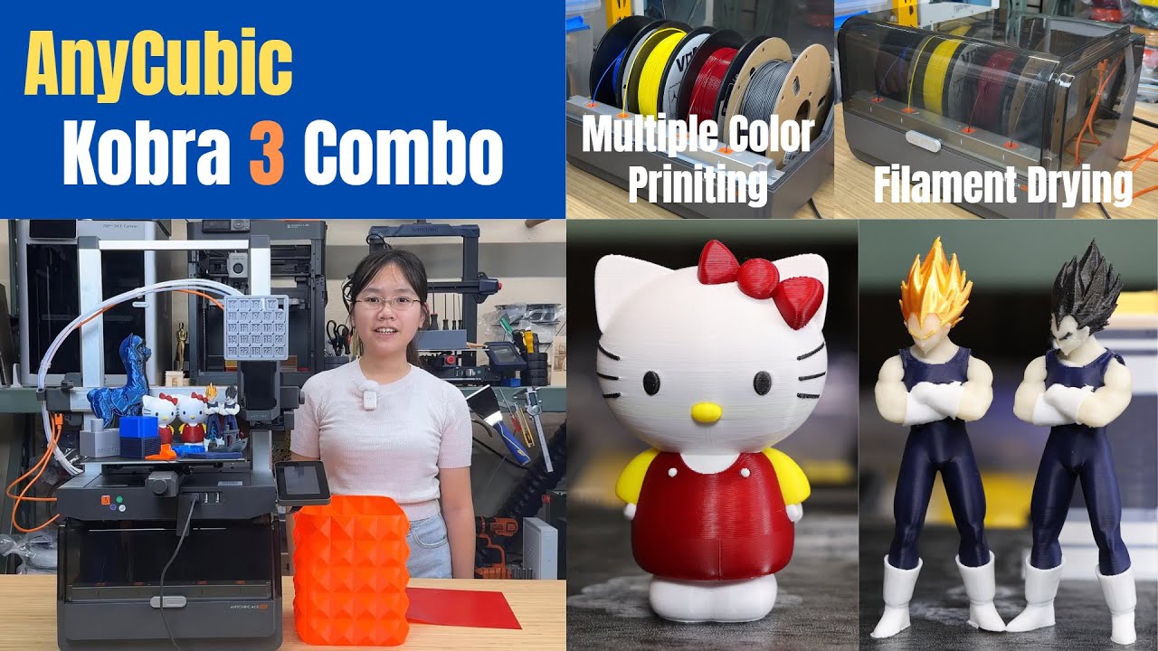 3D-принтер AnyCubic Kobra 3 Combo: печать несколькими нитями, сушка нити, печать до 8 цветов