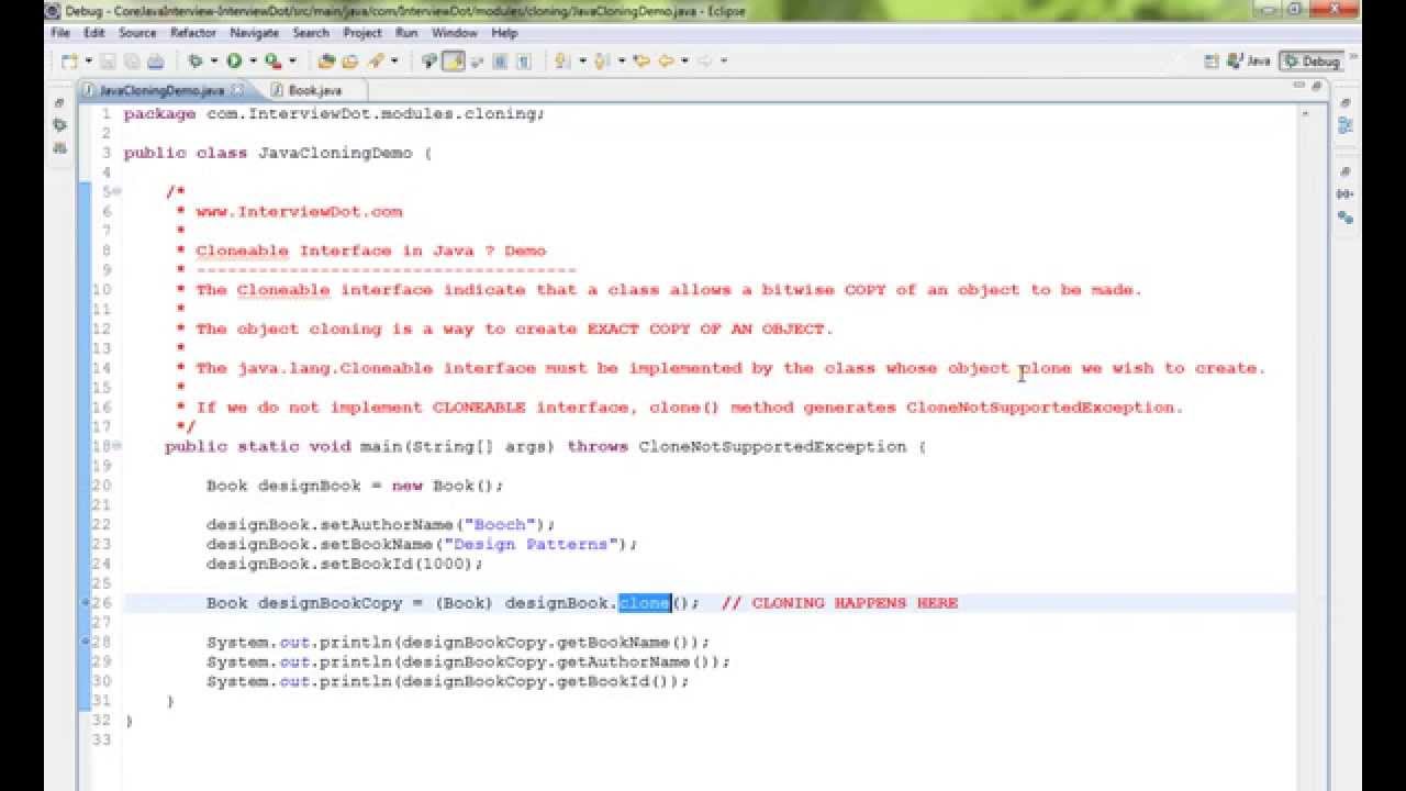CLONEABLE INTERFACE IN JAVA   DEMO