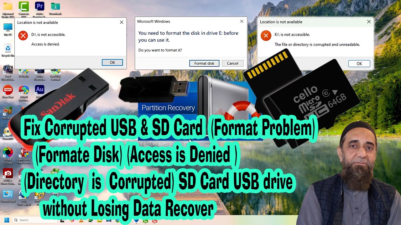 Fix Corrupted USB Format Problem Access is Denied Directory is Corrupted SD Card USB drive Urdu