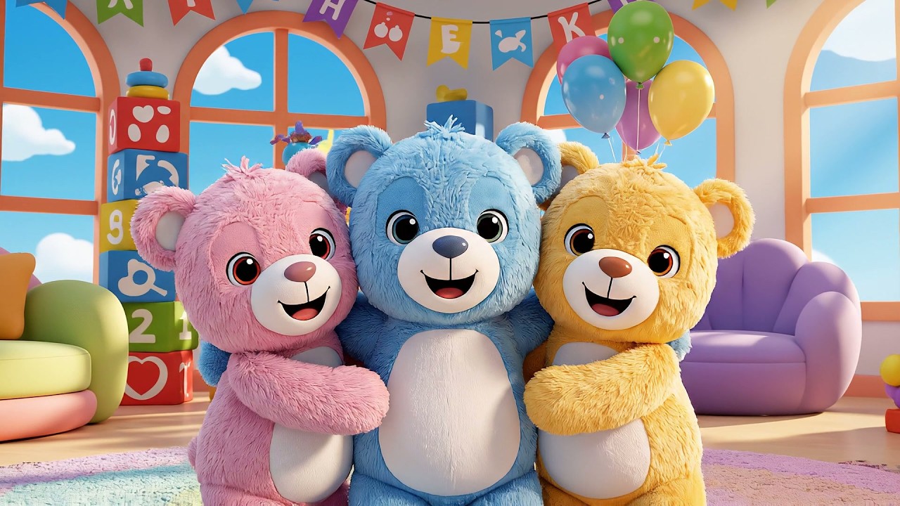 Cuatro Ositos de Juguete se Abrazan | Canciones de Amistad y Rimas para Bebés