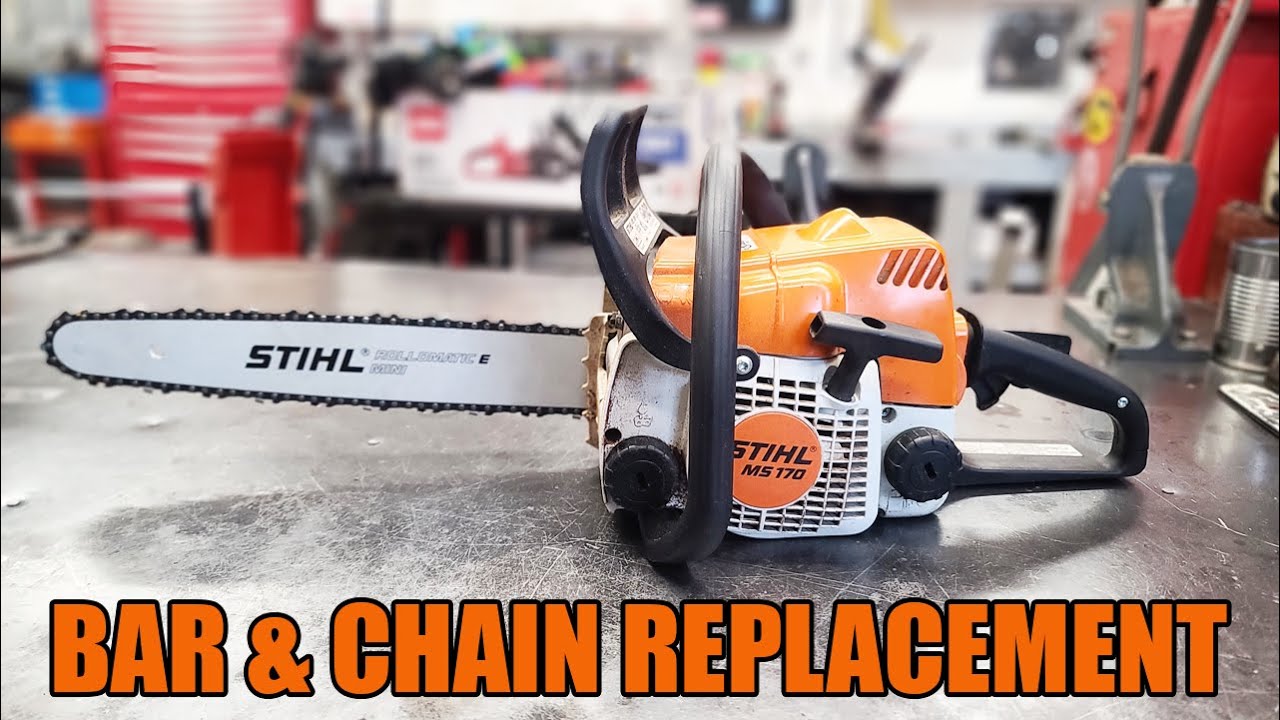 Замена шины и цепи бензопилы STIHL MS170 — пошаговое видеоинструкция