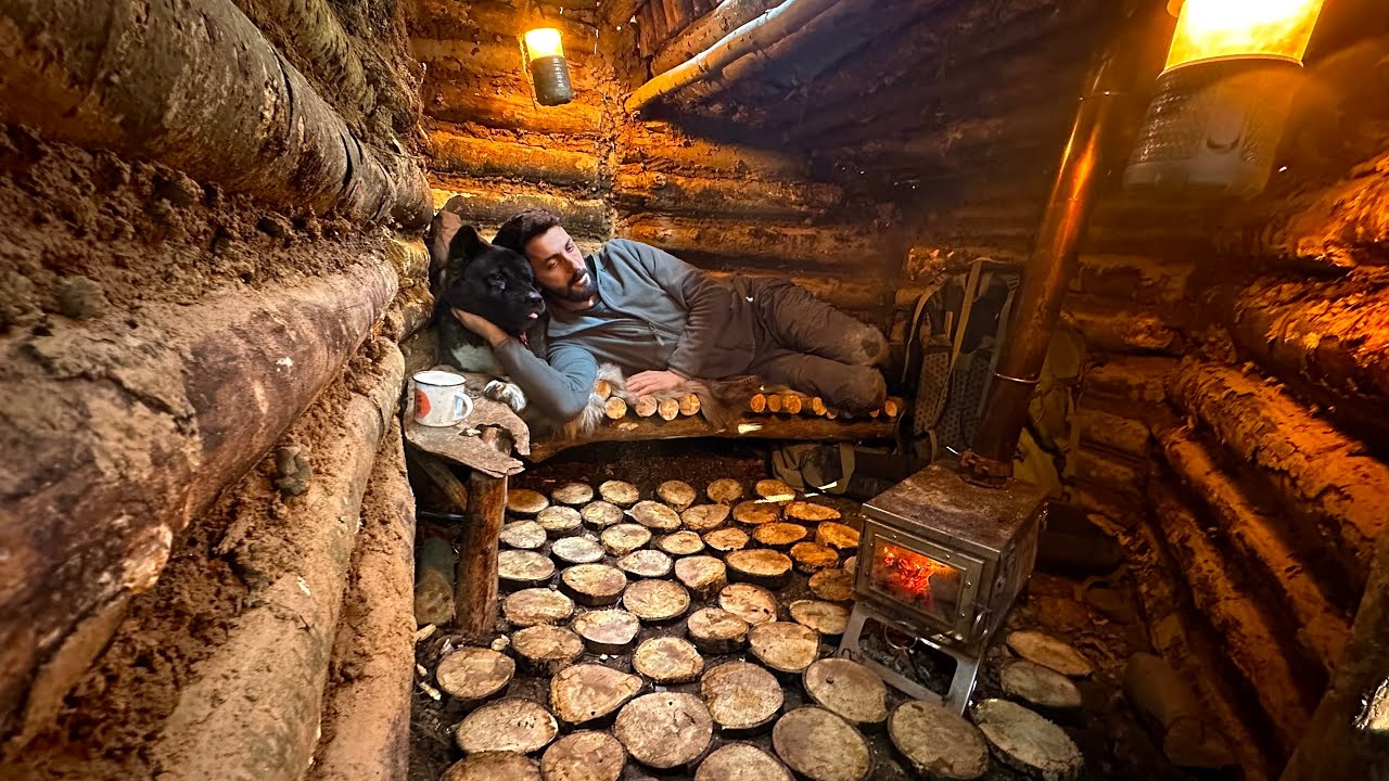 Строительство ТЕПЛОГО и УЮТНОГО БРЕВЕНЧАТОГО ДОМА Bushcraft для ВЫЖИВАНИЯ. Зимний кемпинг