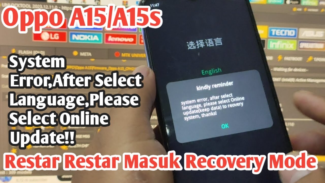 Oppo A15 Cph2185 System Error,After Select Language,Please select Online Update to Recovery System