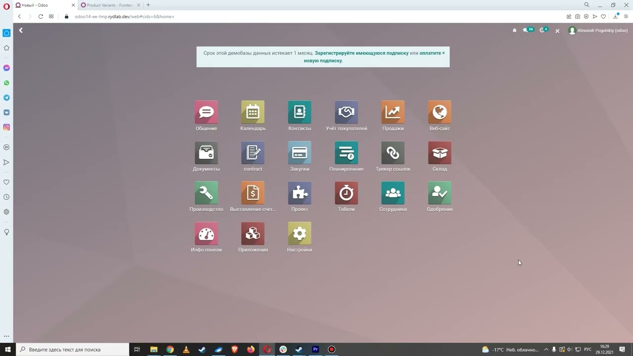 Odoo Enterprise 14: Бизнес-процесс на примере интернет-магазина.