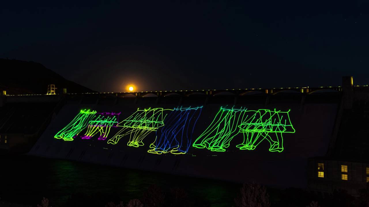 Grand Coulee Dam Laser Light Show in 40 seconds Time Lapse