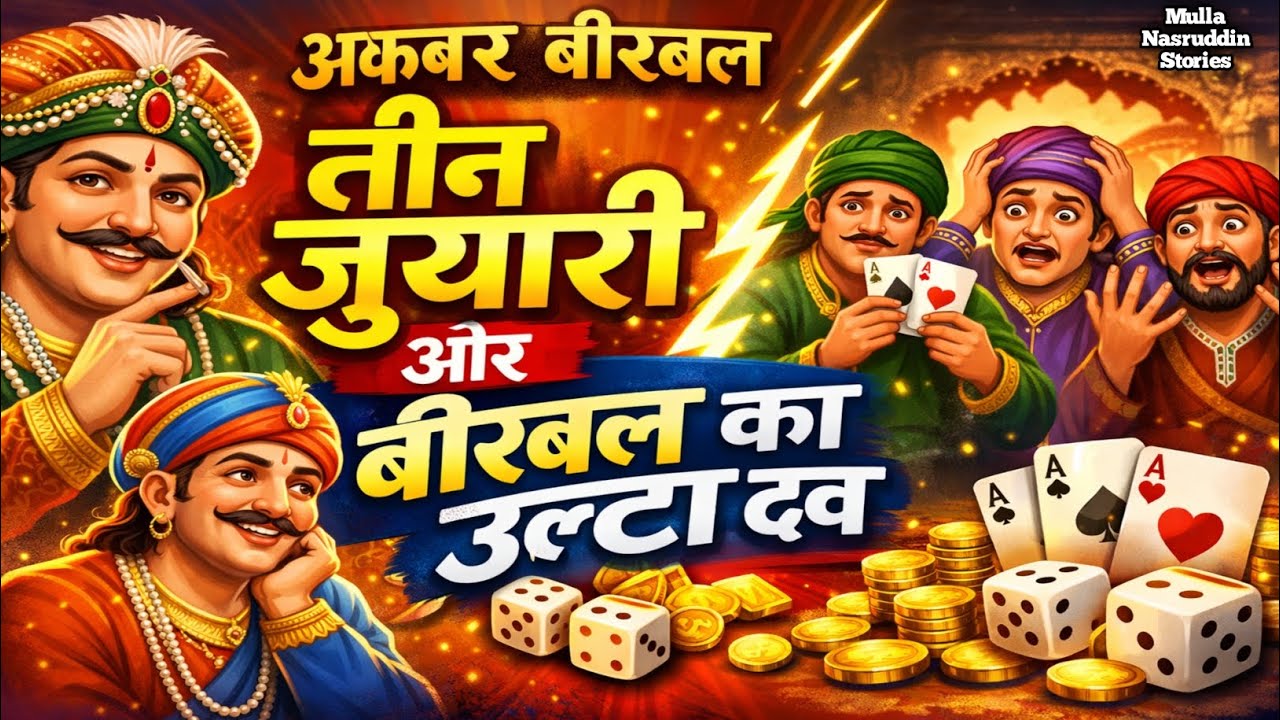 तीन जुआरी और बीरबल का उल्टा दव | अकबर बीरबल कि कहानी Akbar Birbal ki kahani, Stories of Akbar Birbal