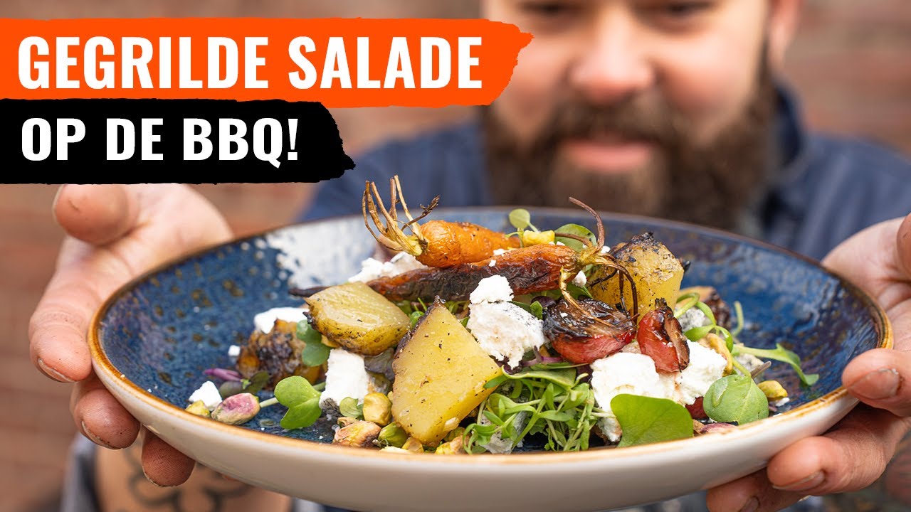 BBQ-salade met geroosterde worteltjes, gepofte bieten en geitenkaas!