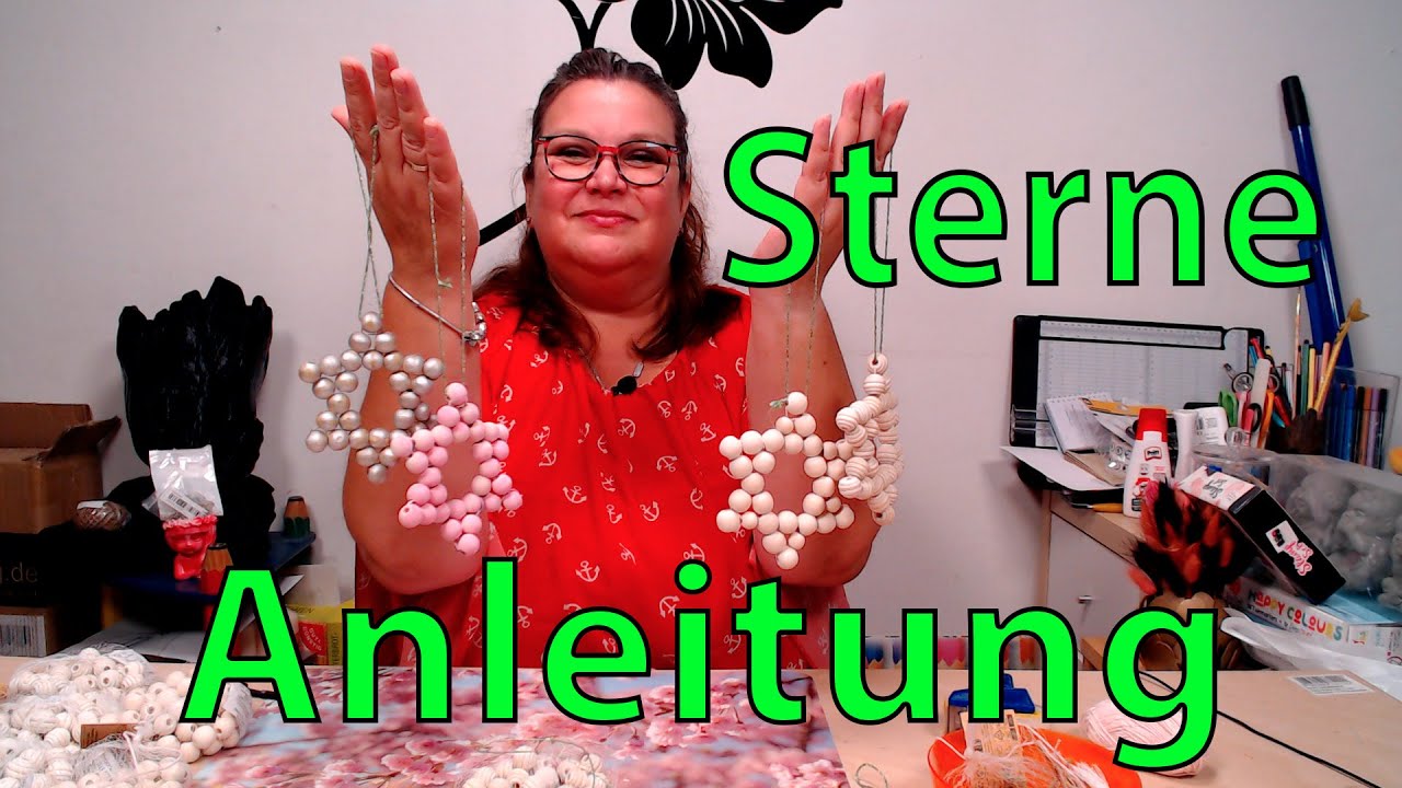 Sterne aus Holzperlen auffädeln, basteln Anleitung