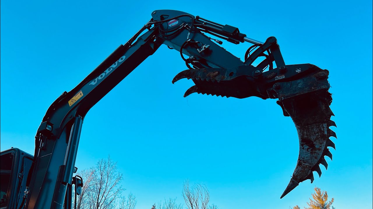 Ripper Destroying Stumps w/ Volvo EC60E Mini Excavator