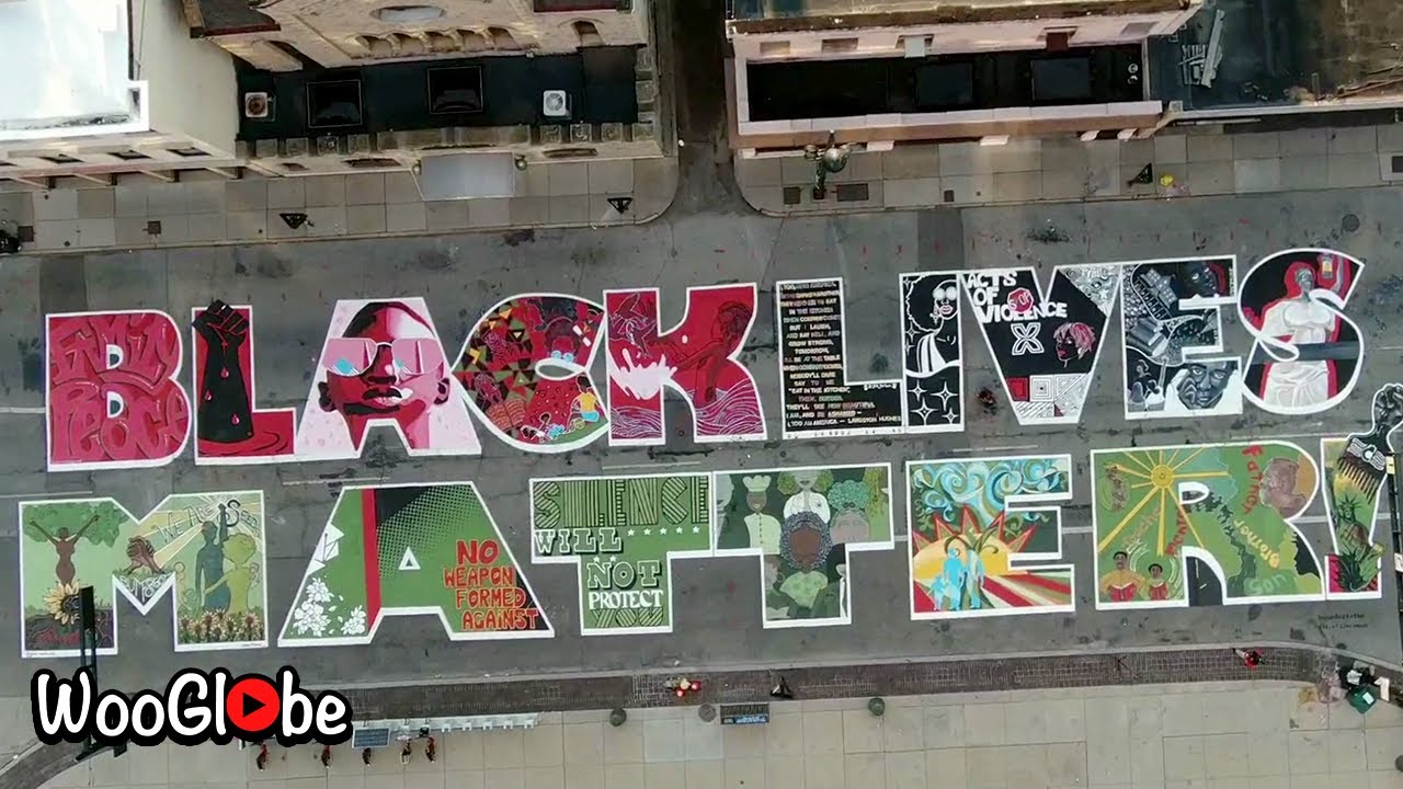 Aerial View Of Black Lives Matter Mural in Cincinnati || WooGlobe