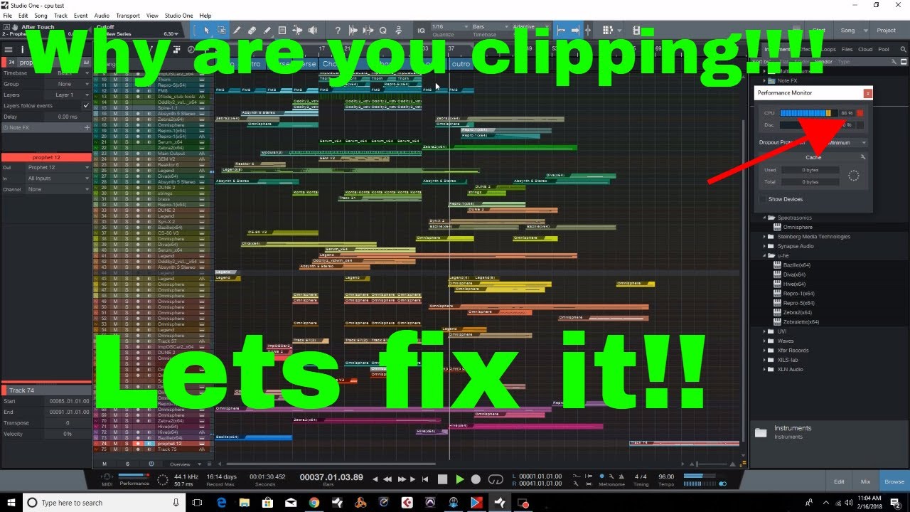 studio one CPU spikes fix