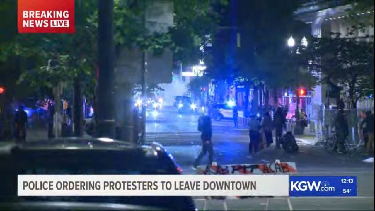 Police declare unlawful assembly after thousands demonstrate in downtown Portland; vandalism follows