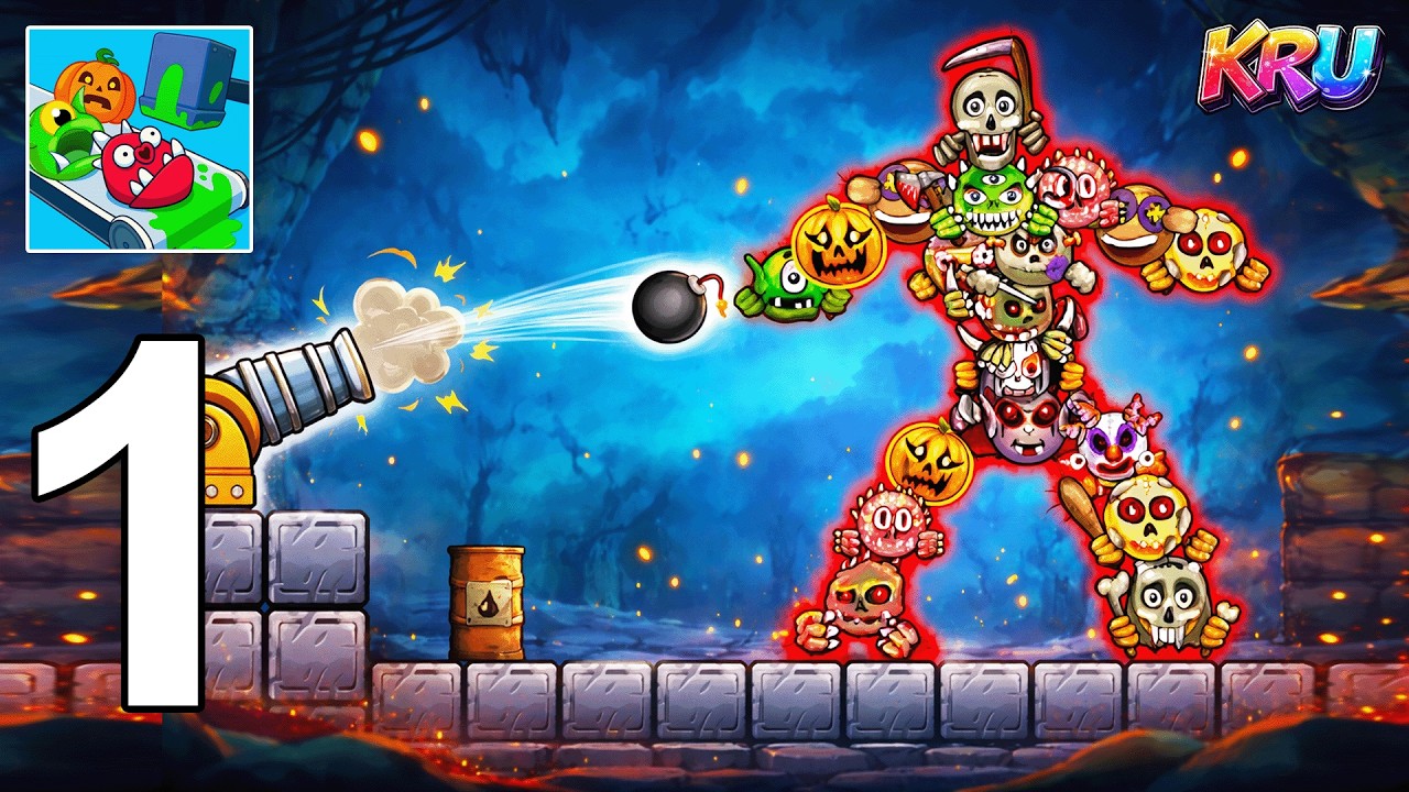 Crush the Monsters Walkthrough Part 1 - Cannon vs Monster (Gameplay iOS, Android)