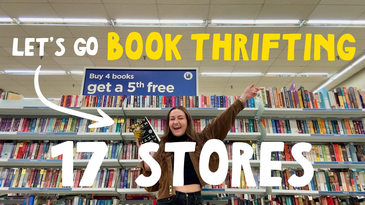 thrifting for books at 17 stores 📚 some CRAZY finds, book shopping vlog