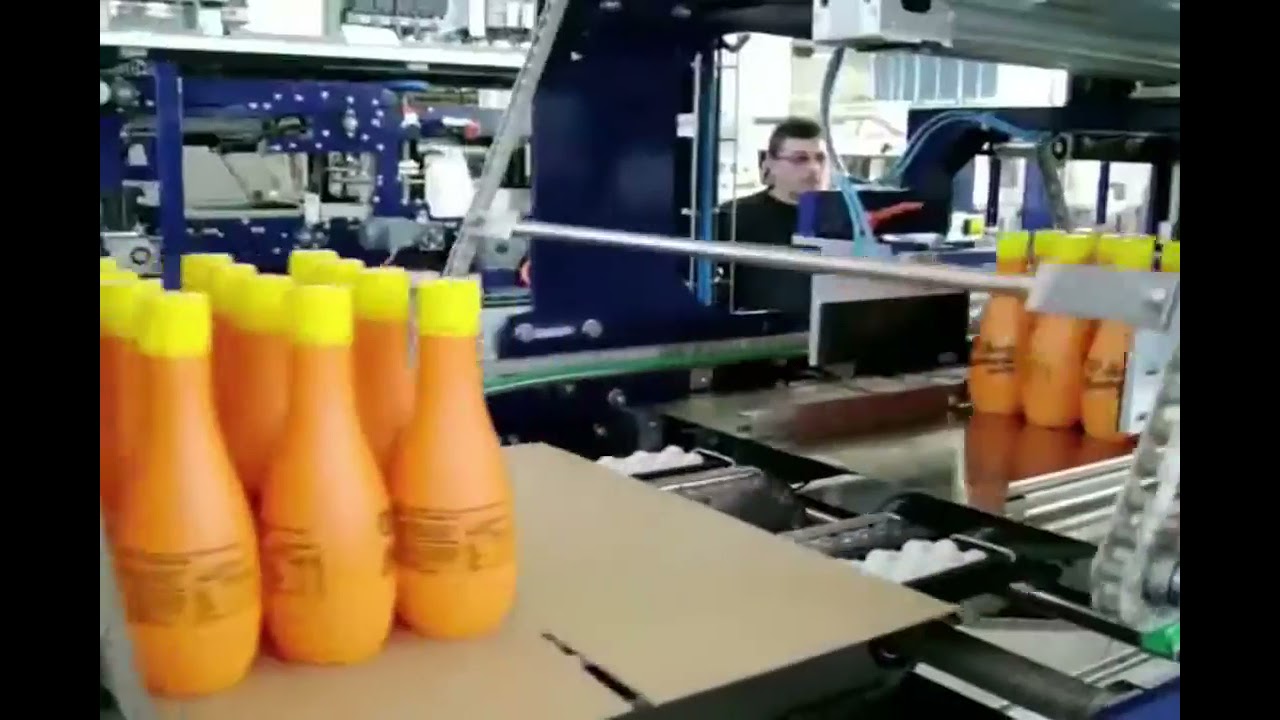 Prasmatic TC 500 wrap around case packer packaging bottles by Robopac USA