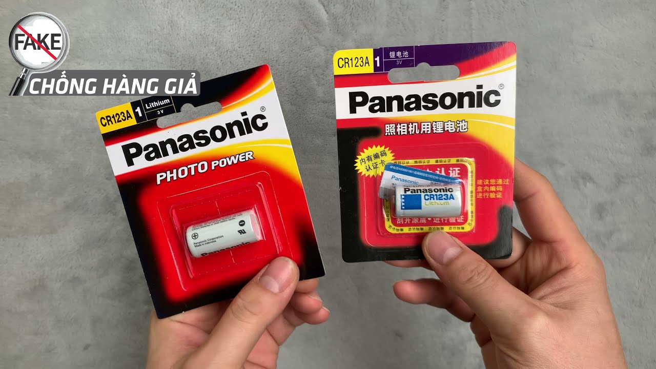 Ph&acirc;n biệt thật giả pin Panasonic CR123 Photo power v&agrave; Industrial Lithium